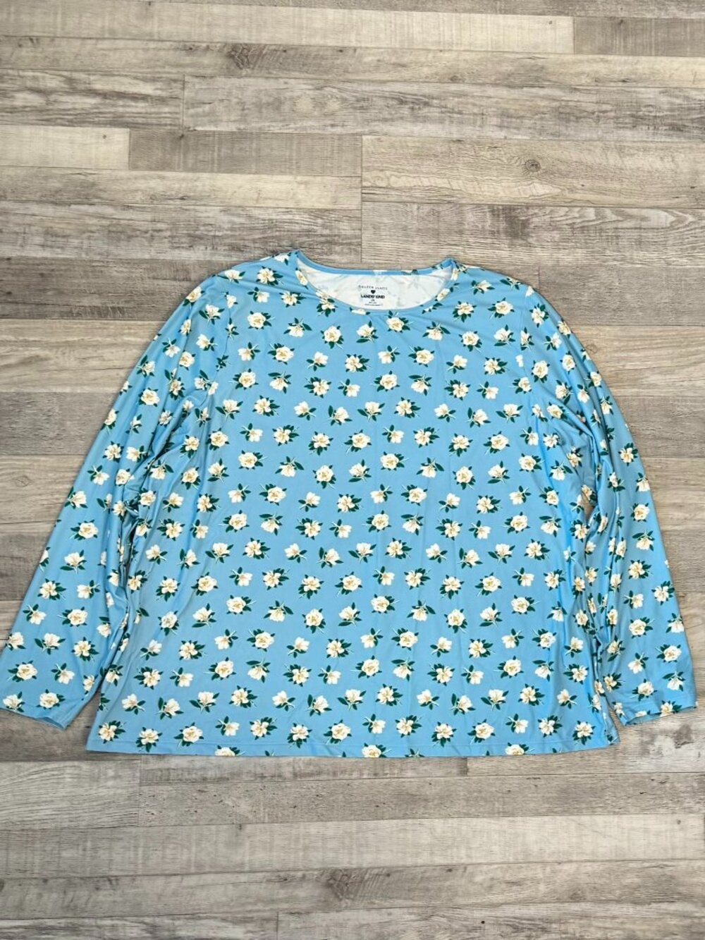 Draper James x Land's End Long Sleeve Rash Guard Size 2X Blue, Floral D8